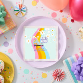 Groovy Rollerskating Retro Rainbow Birthday Serviette