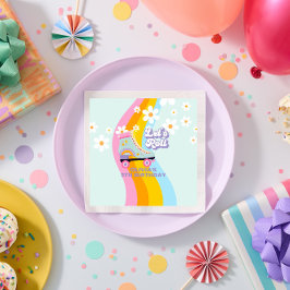 Groovy Rollerskating Retro Rainbow Birthday Serviette