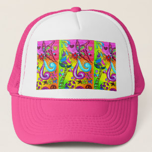 Groovy rosa Flower Power Hut Truckerkappe