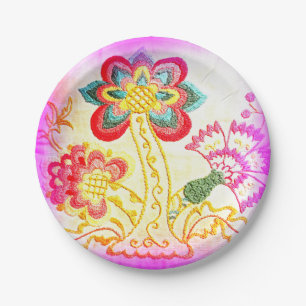 groovy rosa Palme-Papier-Teller Pappteller