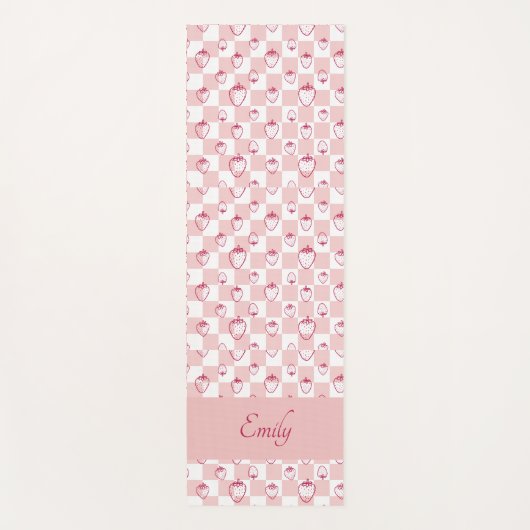 Groovy rosa Strawberry Checkerboard, Yoga der 90er Yogamatte (Vorderseite)