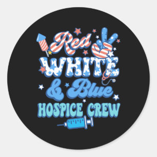 Groovy Rot Weiß Blau Hospiz-Crew Hospiz-Krankensch Runder Aufkleber