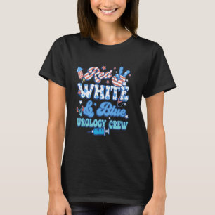 Groovy Rot Weiß Blau Urologie Crew Urologie Kranke T-Shirt