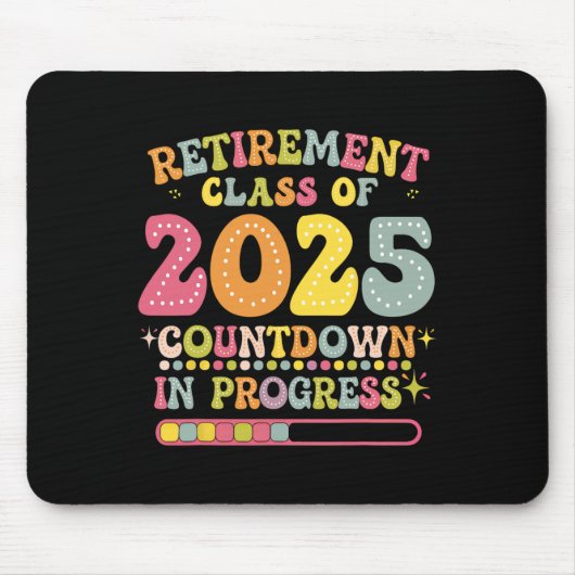 Groovy Ruhestand Cl von 2025 Lehrer Countdown Loa Mousepad (Vorne)