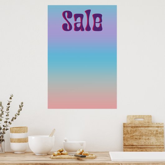 Groovy Sale Sign Iridescent Gradient Retro Style Poster (Küche)