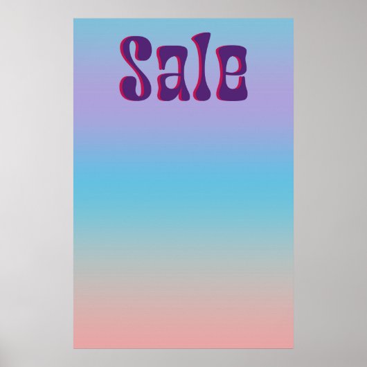 Groovy Sale Sign Iridescent Gradient Retro Style Poster (Vorne)