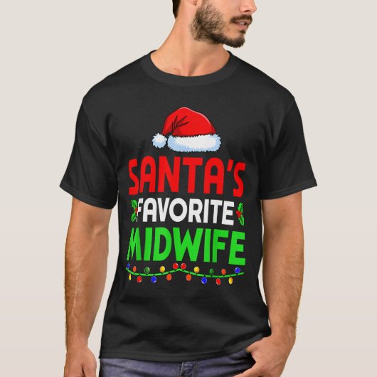 Groovy Santa's Favorite Midwife Nurse Christmas Sa T-Shirt (Vorderseite)