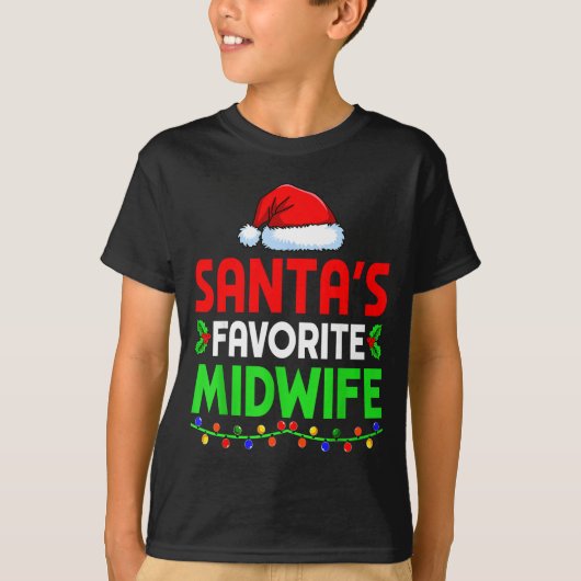 Groovy Santa's Favorite Midwife Nurse Christmas Sa T-Shirt (Vorderseite)