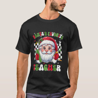 Groovy Santas Favorite Teacher Weihnachten Mens T-Shirt