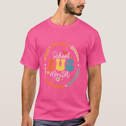 Groovy School Bus Monitor Driver Squad Einschätzun T-Shirt (Vorderseite)