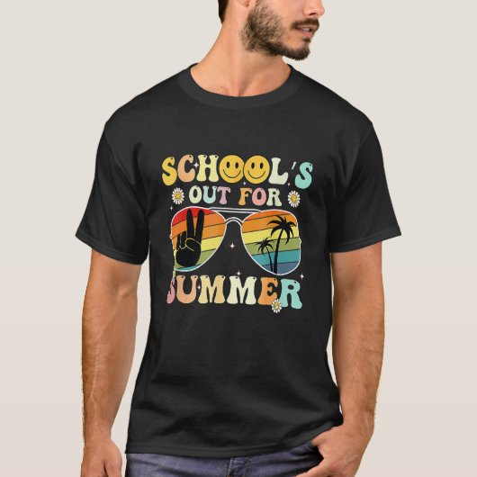 Groovy School's Out For Summer Graduation Teacher  T-Shirt (Vorderseite)