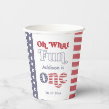 Groovy Schriftart Red White Blue 1. Geburtstag Par