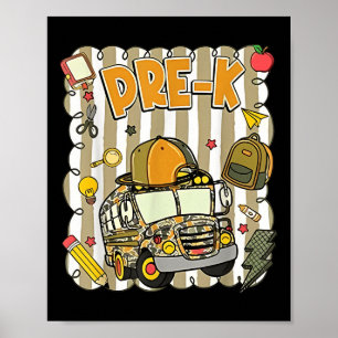Groovy Schulbus Camo Pre K Zurück zur Schule Junge Poster