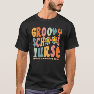 Groovy Schulkrankenschwester Farbige Daisy Zurück  T-Shirt