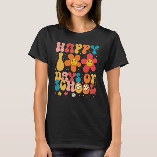 Groovy-Schullehrer Schüler Glücklich 100 Tage Schu T-Shirt