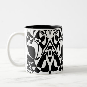 Groovy Schwarz-Weiß Muster Zweifarbige Tasse