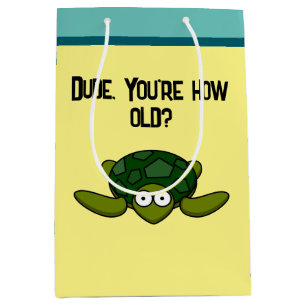 Groovy Sea Turtle Cartoon, Funny Ocean "Typ" Mittlere Geschenktüte