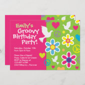 Groovy Sechzigerjahre Geburtstags-Party Einladung (Vorne/Hinten)