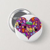 Groovy Sechzigerjahre lila Liebe Button (Vorne & Hinten)