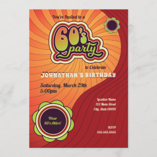 Groovy Sechzigerjahre Party Einladung