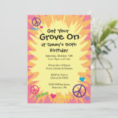 Groovy Sechzigerjahre Thema-Party Einladungen (Stehend Vorderseite)