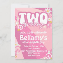 Groovy Second Birthday Party Einladung