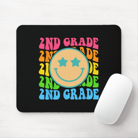 Groovy Second Grade Vibes Face Retro Lehrer zurück Mousepad (Mit Mouse)