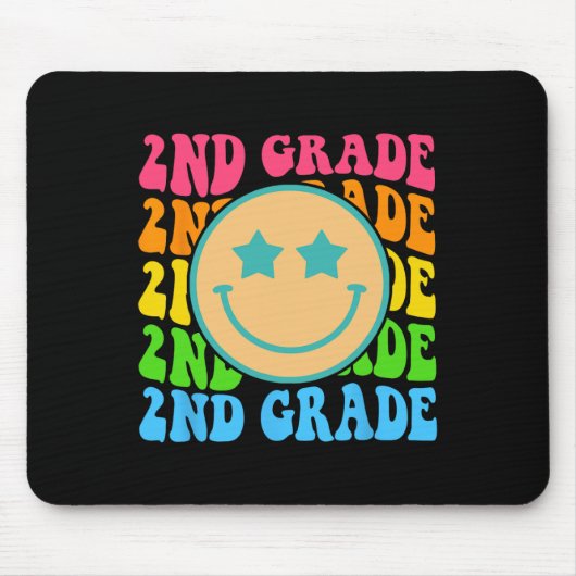 Groovy Second Grade Vibes Face Retro Lehrer zurück Mousepad (Vorne)