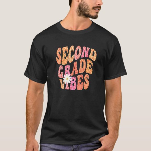 Groovy SECOND GRADE VIBES Lehrer Herbstfarben 2 T-Shirt (Vorderseite)