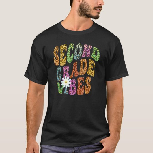 Groovy SECOND GRADE VIBES Leopard Print 2n T-Shirt (Vorderseite)