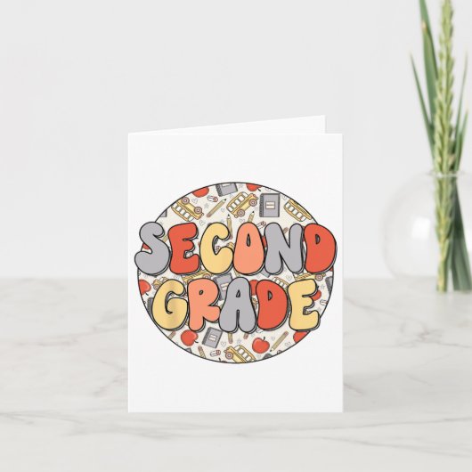 Groovy Second Grade Vibes Retro Lehrer Kinder Ck T Karte (Vorderseite)