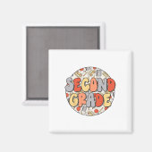 Groovy Second Grade Vibes Retro Lehrer Kinder Ck T Magnet (Vorderseite/Rückseite)