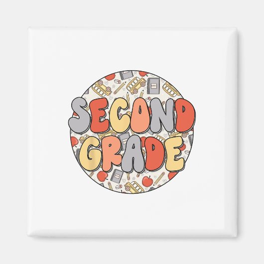 Groovy Second Grade Vibes Retro Lehrer Kinder Ck T Magnet (Vorne)