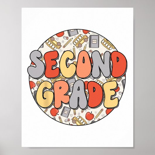 Groovy Second Grade Vibes Retro Lehrer Kinder Ck T Poster (Vorne)