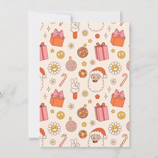 Groovy Secret Santa Exchange Retro Weihnachts-Part Einladung (Rückseite)