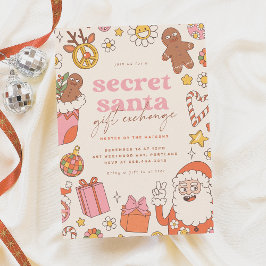 Groovy Secret Santa Exchange Retro Weihnachts-Part Einladung
