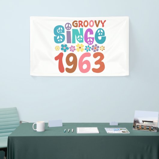 Groovy Seit 1963 60. Geburtstag Banner (Messeveranstaltung)