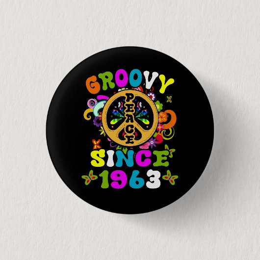 Groovy Seit 1963 Peace 60 th Birthday Party 60er 7 Button (Vorderseite)