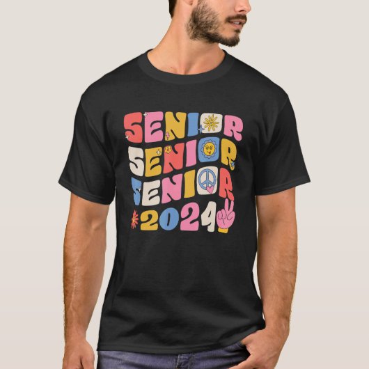 Groovy Senior 2024 Graduation Back To School Class T-Shirt (Vorderseite)