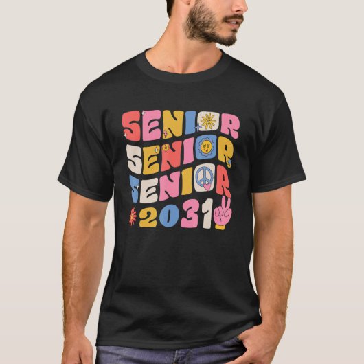 Groovy Senior 2031 Abschluss zurück zur Schule T-Shirt (Vorderseite)