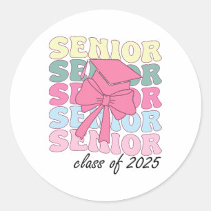 Groovy Senior Year 2025 Abschluss Senior Cl of 20 Runder Aufkleber
