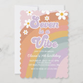 Groovy Seven ist ein lebendiges Retro Rainbow 7. G Einladung (Vorderseite)