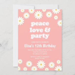 Groovy Seventies Daisy Birthday Party Einladung