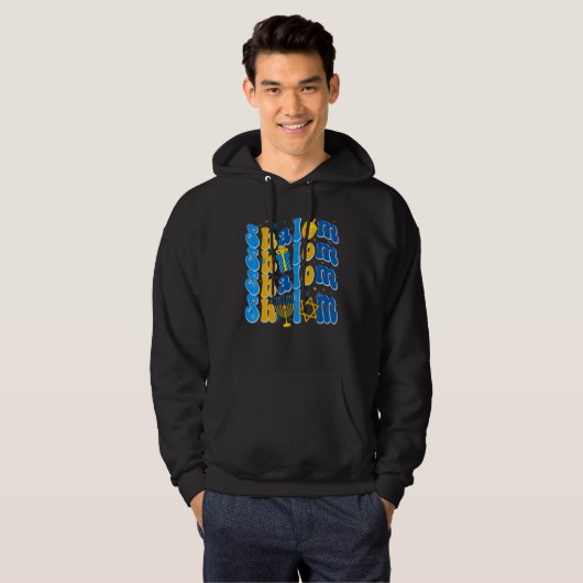 Groovy Shalom Peace Jewish Hanukkah Jewish Dreidel Hoodie (Vorne ganz)