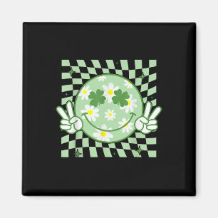 Groovy Shamrock Lächeln Gesicht St Patricks Day Mä Magnet