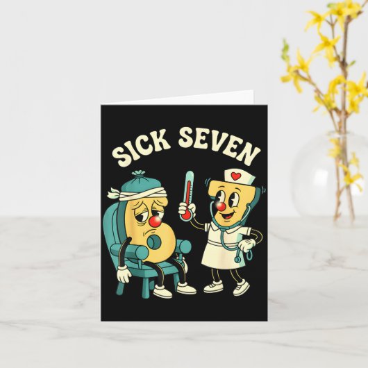 Groovy Sick Seven 67 Funny Meme Sick 7 And Nurse 6 Karte (Gelbe Blume)