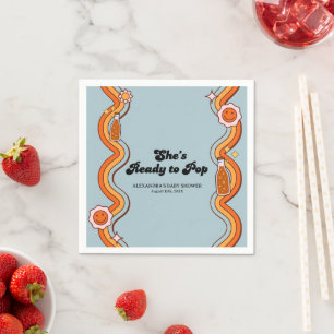 Groovy Sie ist bereit Retro staubblau zu knallen Serviette