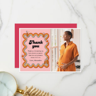 Groovy Sie ist bereit Retro staubiges Rosa zu vers Dankeskarte