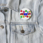 Groovy Siebzigerjahre Retro Blumen-Power-Geschenke Button (Beispiel)