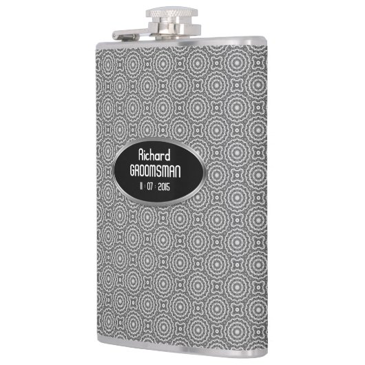 Groovy Silver Circles personalisieren Hip Flask Flachmann (Links)